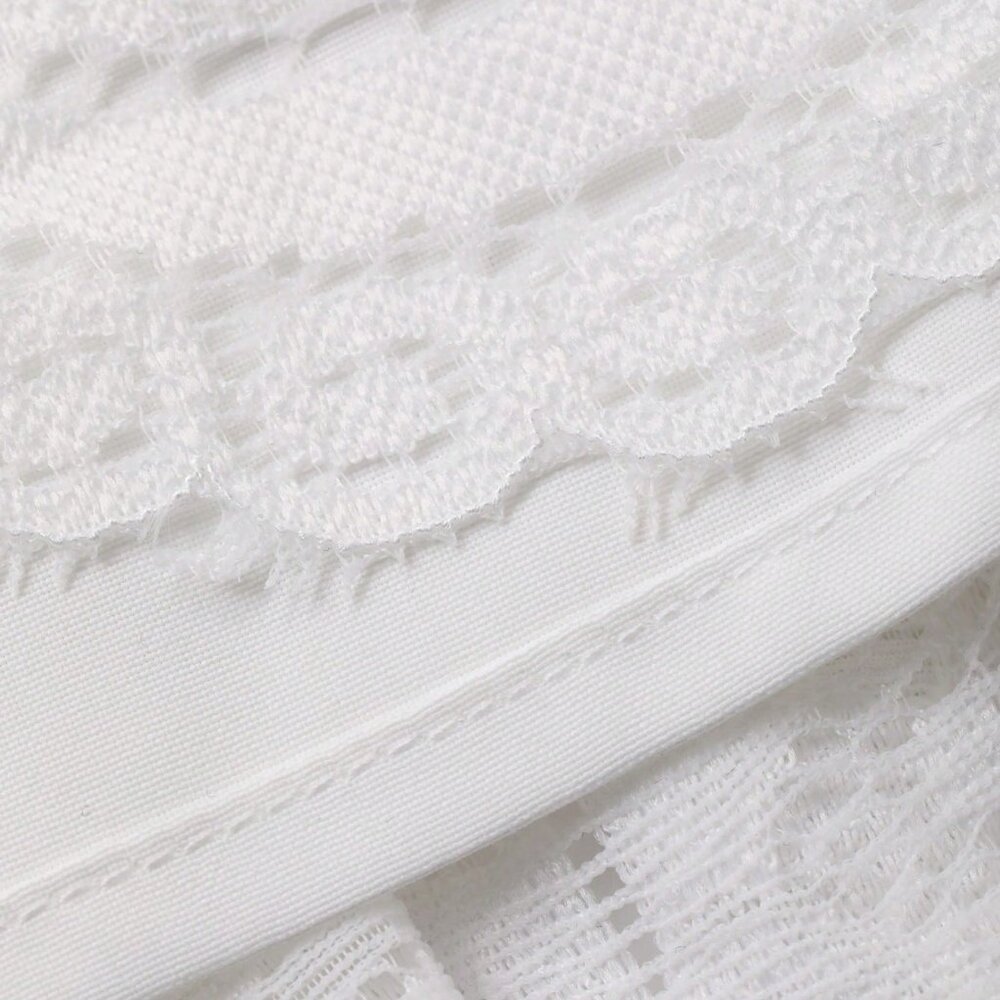 White Elegant Women's Lace Ruffle Hem Casual Flared Skirt Vacation - Picture 6 of 6